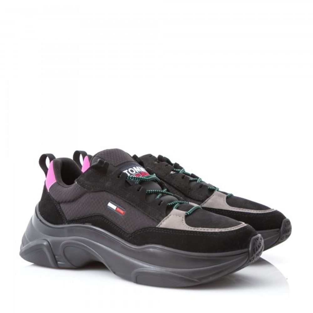 Tommy Hilfiger Black and Pink Chunky Sneakers